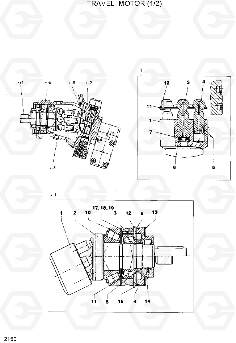 2150 TRAVEL MOTOR(1/2) R130W, Hyundai