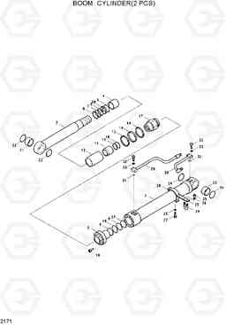 2171 BOOM CYLINDER(2PCS) R130W, Hyundai