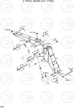 7012 2 PIECE BOOM (CYL TYPE) R130W, Hyundai