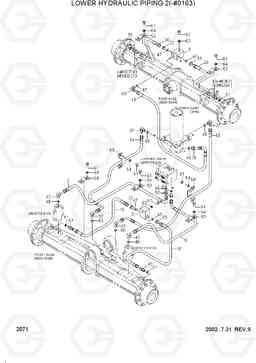 2071 LOWER HYDRAULIC PIPING 2(-#0163) R130W-3, Hyundai