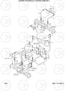 2079 LOWER HYDRAULIC PIPING 2(#0164-) R130W-3, Hyundai