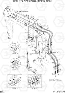 2081A BOOM HYD PIPING(#0060-, 2 PIECE BOOM) R130W-3, Hyundai