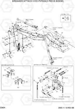 2240A BREAKER ATTACH PIPING(2PIECE) R130W-3, Hyundai