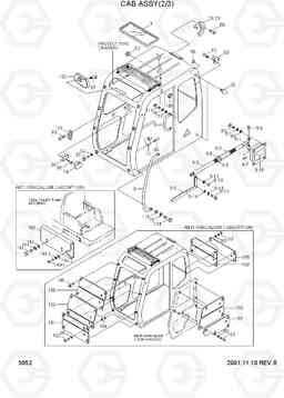 5052 CAB ASSY(2/3) R130W-3, Hyundai