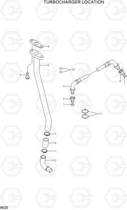 9520 TURBOCHARGER LOCATION R130W-3, Hyundai