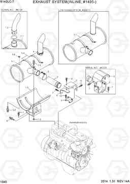 1045 EXHAUST SYSTEM(INLINE, #1495-) R140LC-7, Hyundai