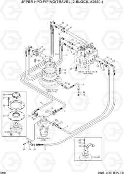 3191 UPPER HYD PIPING(TRAVEL,2-BLOCK,#2680-) R140LC-7, Hyundai