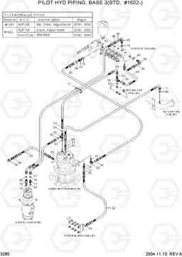 3285 PILOT HYD PIPING(BASE 3, STD, #1602-) R140LC-7, Hyundai