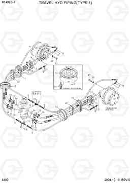 3300 TRAVEL HYD PIPING(TYPE 1) R140LC-7, Hyundai
