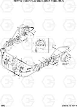 3310 TRAVEL HYD PIPING(# 0239-#1082, LCM-7) R140LC-7, Hyundai