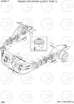 3320 TRAVEL HYD PIPING 1(LCD-7, TYPE 1) R140LC-7, Hyundai