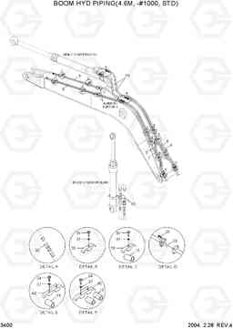 3400 BOOM HYD PIPING(4.6M, STD, -#1000) R140LC-7, Hyundai