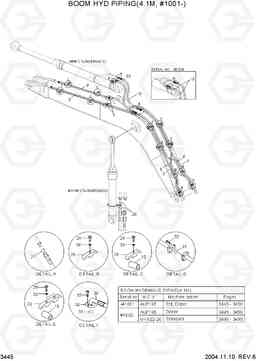 3445 BOOM HYD PIPING(4.1M, #1001-) R140LC-7, Hyundai