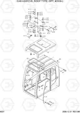 6027 CAB ASSY(1/6, ROOF TYPE, OPT, #2936-) R140LC-7, Hyundai