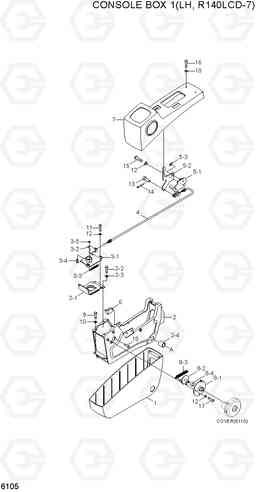 6105 CONSOLE BOX 1(LH, R140LCD-7) R140LC-7, Hyundai