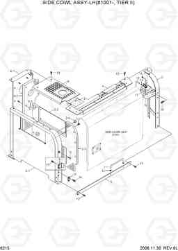 6215 SIDE COWL ASSY-LH(#1001-, TIER II) R140LC-7, Hyundai