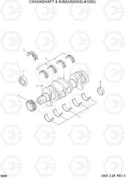 9080 CRANKSHAFT & MAIN BEARINGS(-#1000) R140LC-7, Hyundai