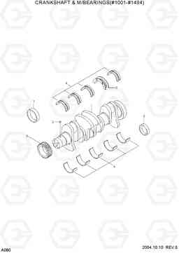 A080 CRANKSHAFT & M/BEARINGS(#1001-#1494) R140LC-7, Hyundai