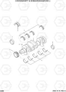 B080 CRANKSHAFT & M/BEARINGS(#1495-) R140LC-7, Hyundai