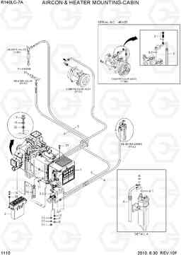 1110 AIRCON & HEATER MOUNTING-CABIN R140LC-7A, Hyundai