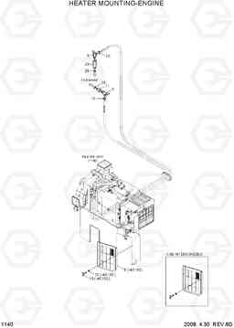 1140 HEATER MOUNTING-ENGINE R140LC-7A, Hyundai