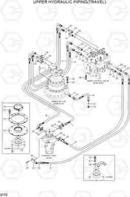 3110 UPPER HYD PIPING(TRAVEL) R140LC-7A, Hyundai