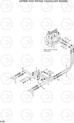 3130 UPPER HYD PIPING (1/2, ADJUST BOOM) R140LC-7A, Hyundai