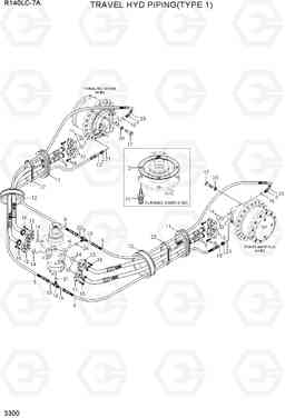 3300 TRAVEL HYD PIPING(TYPE 1) R140LC-7A, Hyundai