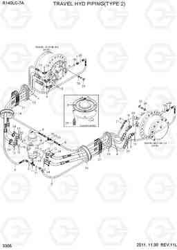 3305 TRAVEL HYD PIPING(TYPE 2) R140LC-7A, Hyundai