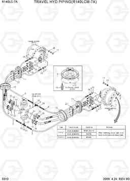 3310 TRAVEL HYD PIPING(R140LCM-7A) R140LC-7A, Hyundai