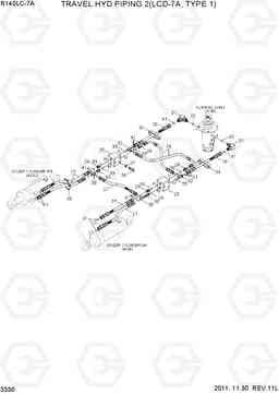 3330 TRAVEL HYD PIPING 2(LCD-7A, TYPE 1) R140LC-7A, Hyundai