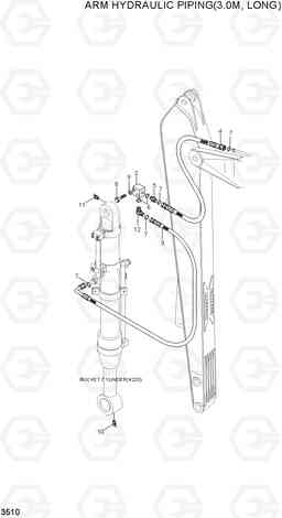 3510 ARM HYD PIPING(3.0M, LONG) R140LC-7A, Hyundai