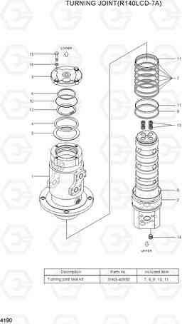 4190 TURNING JOINT(R140LCD-7A) R140LC-7A, Hyundai