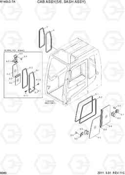 6060 CAB ASSY(5/6, SASH ASSY) R140LC-7A, Hyundai