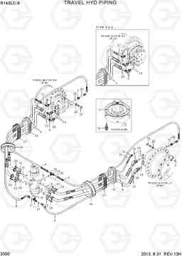 3300 TRAVEL HYD PIPING R140LC-9, Hyundai