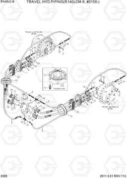 3305 TRAVEL HYD PIPING(R140LCM-9, #0156-) R140LC-9, Hyundai