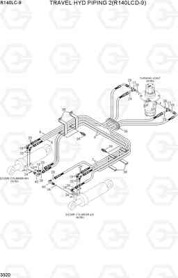 3320 TRAVEL HYD PIPING 2(R140LCD-9) R140LC-9, Hyundai