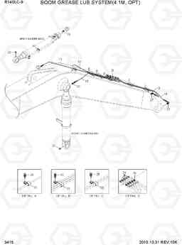 3415 BOOM GREASE LUB SYSTEM(4.1M, OPT) R140LC-9, Hyundai