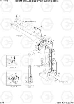 3416 BOOM GREASE LUB SYSTEM(ADJUST BOOM) R140LC-9, Hyundai