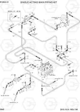 3640 SINGLE ACTING MAIN PIPING KIT R140LC-9, Hyundai