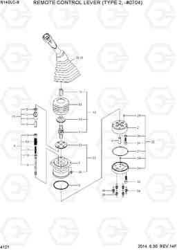 4121 REMOTE CONTROL LEVER (TYPE 2, -#0704) R140LC-9, Hyundai