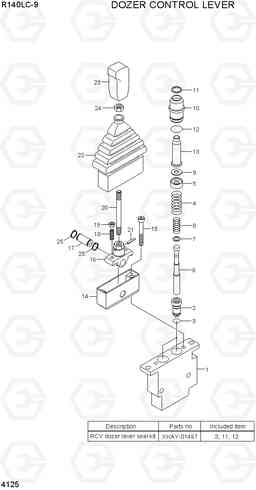 4125 DOZER CONTROL LEVER R140LC-9, Hyundai