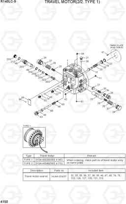 4150 TRAVEL MOTOR(2/2, TYPE 1) R140LC-9, Hyundai