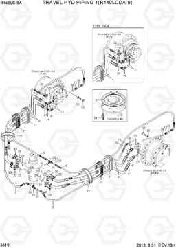 3310 TRAVEL HYD PIPING 1(R140LCD-9A) R140LC-9A, Hyundai