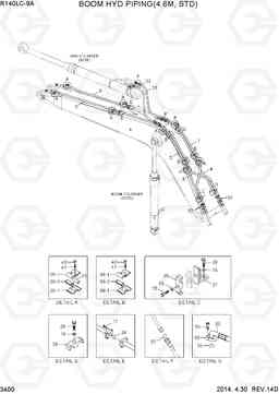 3400 BOOM HYD PIPING(4.6M, STD) R140LC-9A, Hyundai