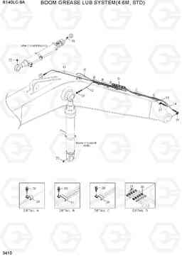 3410 BOOM GREASE LUB SYSTEM(4.6M, STD) R140LC-9A, Hyundai