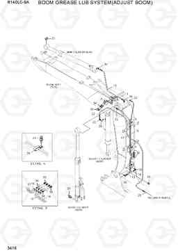 3416 BOOM GREASE LUB SYSTEM(ADJUST BOOM) R140LC-9A, Hyundai