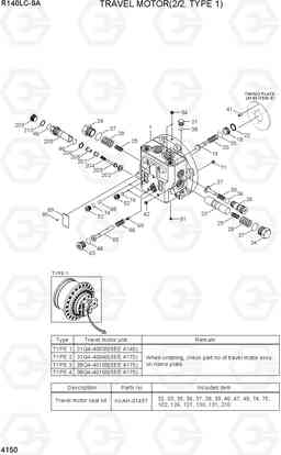 4150 TRAVEL MOTOR(2/2, TYPE 1) R140LC-9A, Hyundai