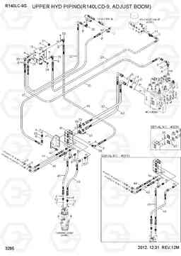 3295 UPPER HYD PIPING(R140LCD-9S,ADJUST BOOM) R140LC-9S, Hyundai