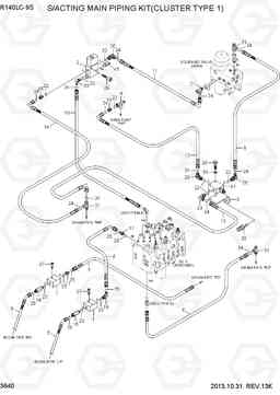 3640 S/ACTING MAIN PIPING KIT(CLUSTER TYPE 1) R140LC-9S, Hyundai